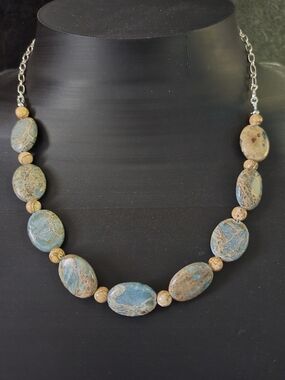 Artisan Blue Sea Sediment Jasper And Picture Jasper Necklace
